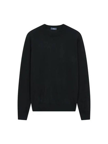 Men s Soft Wool Crew Neck Pullover Black 271502 - HERNO - BALAAN 1