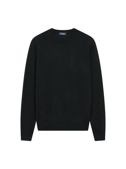 Men s Soft Wool Crew Neck Pullover Black 271502 - HERNO - BALAAN 1