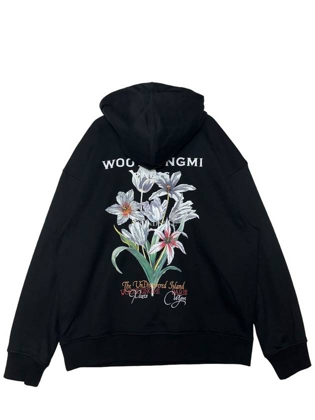 Men's Flower Back Logo Cotton Hoodie Black - WOOYOUNGMI - BALAAN 2