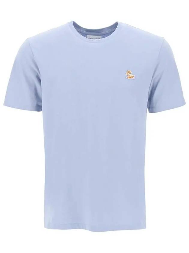 Chillax Fox Patch Regular Short Sleeve T-Shirt Blue - MAISON KITSUNE - BALAAN 2