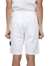 Cotton Fleece Cargo Bermuda Shorts White - STONE ISLAND - BALAAN 6