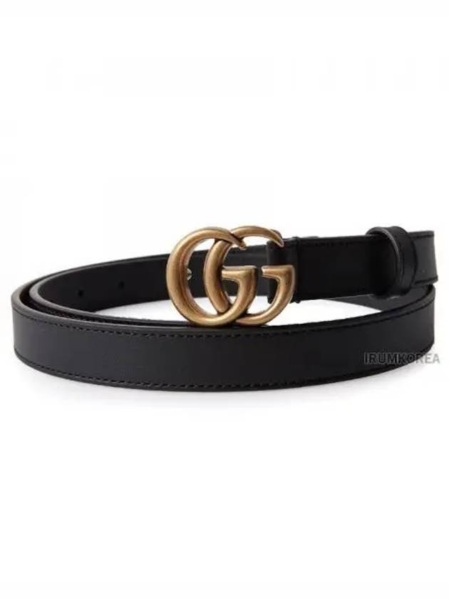 GG Marmont Double Buckle Thin Belt Black - GUCCI - BALAAN 2