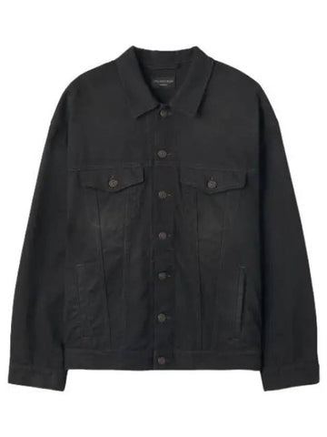 Sensed logo embroidery patch oversized denim jacket black - BALENCIAGA - BALAAN 1