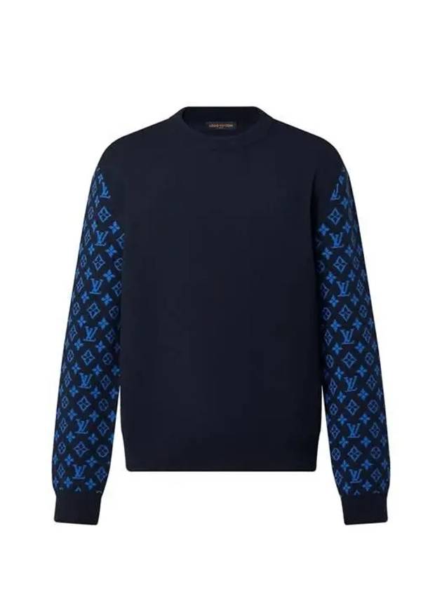 Monogram Mix Cashmere Crew Neck Knit Top Blue - LOUIS VUITTON - BALAAN 2