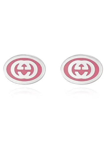 Interlocking G Sterling Enamel Earrings Silver Pink - GUCCI - BALAAN 1