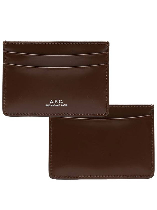 Andr? Logo Leather Card Wallet Brown - A.P.C. - BALAAN.