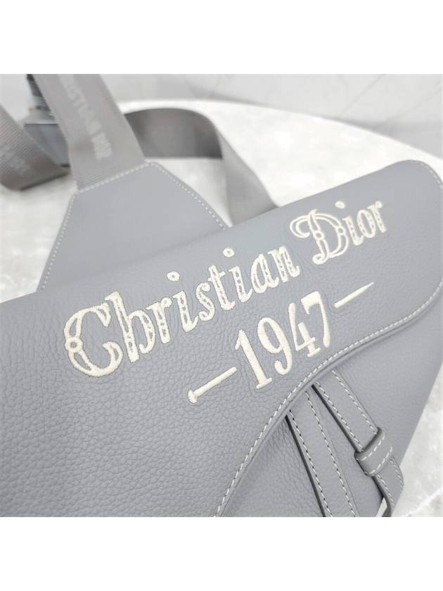 Lux You New Product 1947 Stitched Gray Grain Saddle Bag - DIOR - BALAAN 4