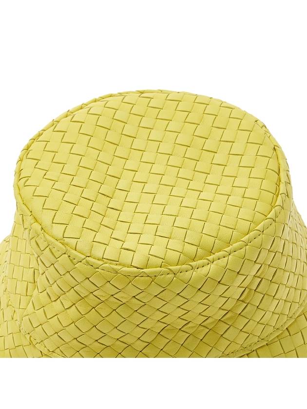 Intrecciato Leather Bucket Hat Yellow - BOTTEGA VENETA - BALAAN.