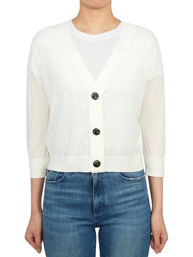 Cotton Shrunken Cardigan White - TORY BURCH - BALAAN 2