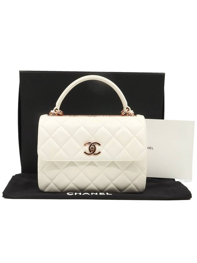 White Lambskin Champagne Gold Trendy CC Top Handle Flap 2WAY A92236 - CHANEL - BALAAN 2