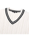 Cable color scheme V-neck knit vest IVORY BLACK - 20THHOLE - BALAAN 2