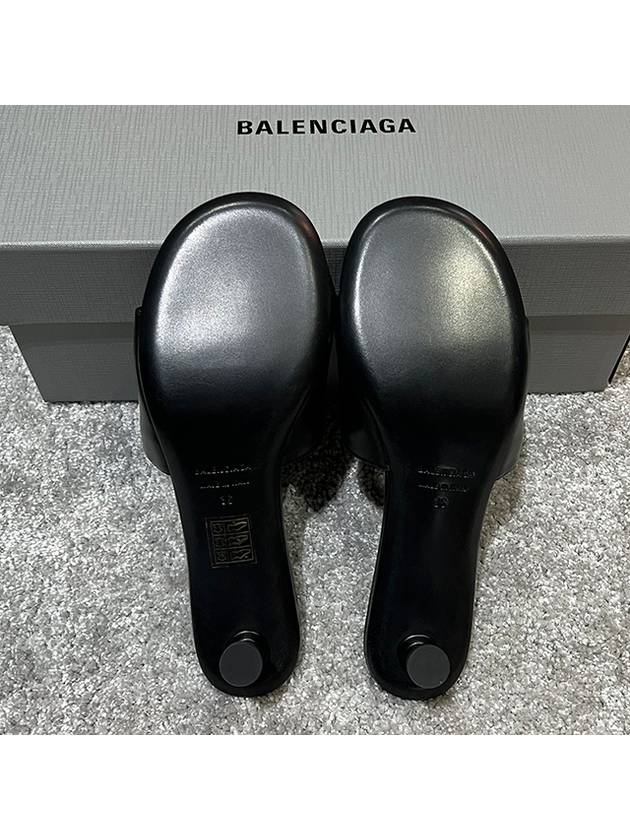 BB Leather Slipper Heels Black - BALENCIAGA - BALAAN 5