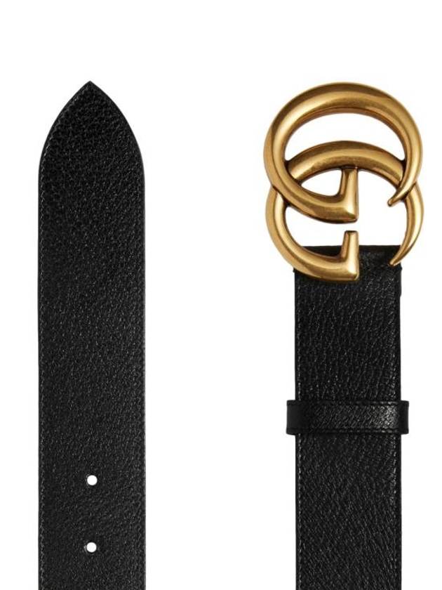 GG Marmont Double G Buckle Wide Leather Belt Black - GUCCI - BALAAN 9