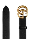 GG Marmont Double G Buckle Wide Leather Belt Black - GUCCI - BALAAN 9