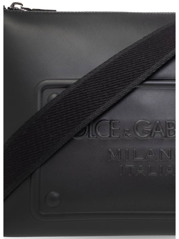 Raised Logo Calfskin Cross Bag Black - DOLCE&GABBANA - BALAAN 7