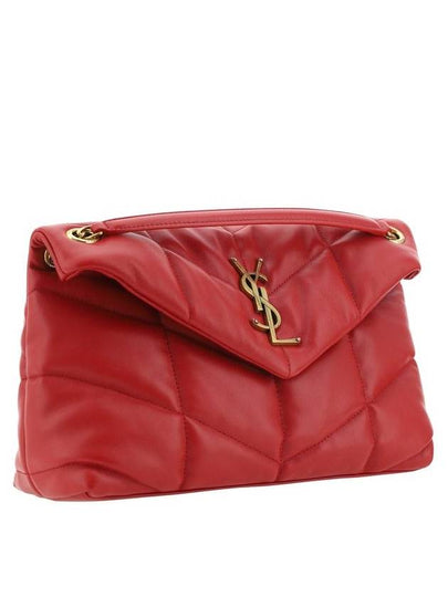 Puffer Quilted Nappa Leather Small Shoulder Bag Red Danger - SAINT LAURENT - BALAAN 2