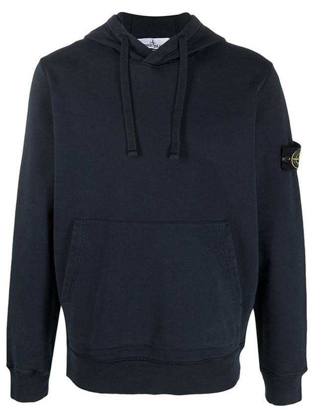 Wappen Patch Cotton Hoodie Navy - STONE ISLAND - BALAAN 3