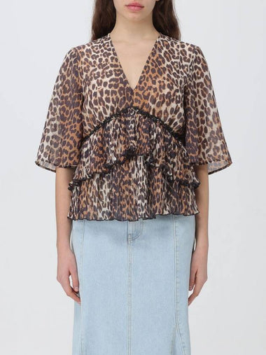 Blusa a v animalier Ganni - GANNI - BALAAN 1