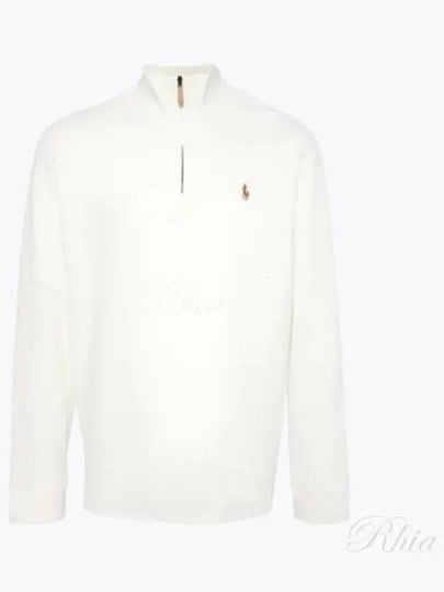 Embroidered Pony Logo Half Zip Up Knit Top White - POLO RALPH LAUREN - BALAAN 2