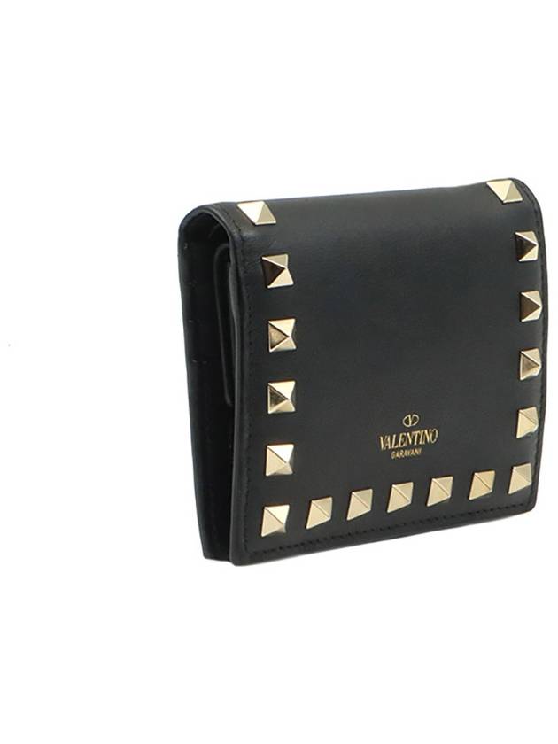 Black Calfskin Rockstud Compact Half Wallet UW2P0R39BOL - VALENTINO - BALAAN 4