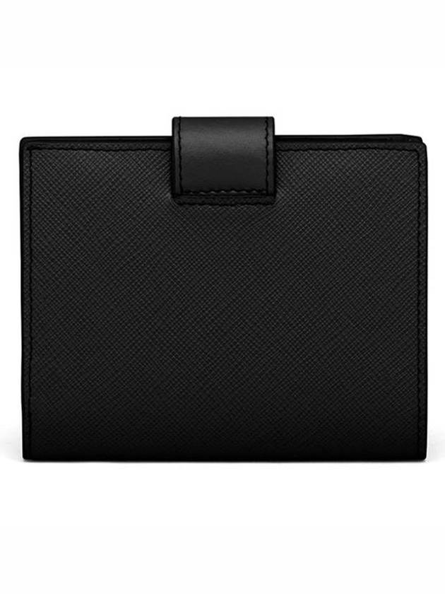 Small Smooth Saffiano Leather Half Wallet Black - PRADA - BALAAN 6