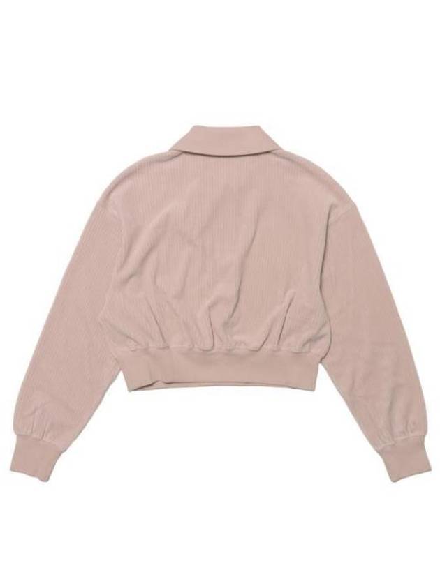 Women's Velour Cropped 1/4 Zip Long Sleeve T-Shirt Beige - NIKE - BALAAN 3