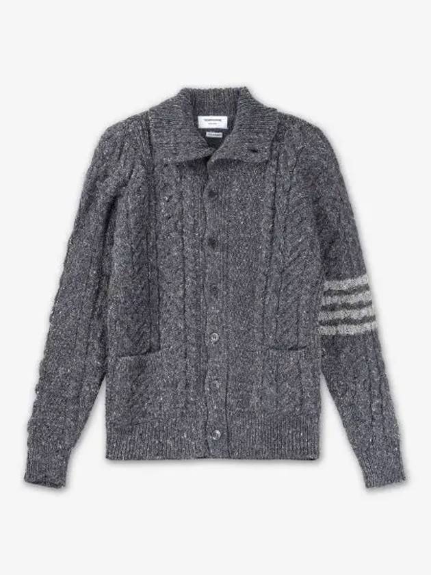 4-Bar Arm Band Knit Cardigan Grey - THOM BROWNE - BALAAN 2