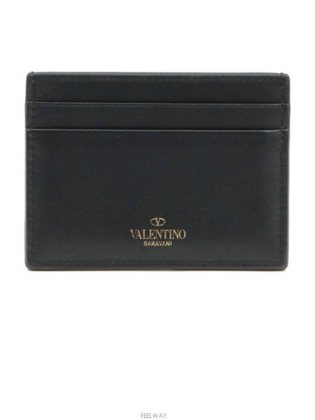 Black calfskin Rockstud card wallet UW2P0486BOL - VALENTINO - BALAAN 3