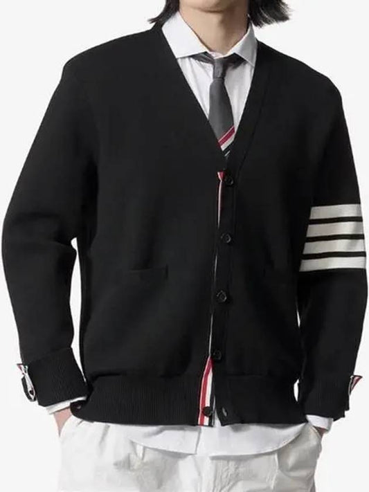 Milano Stitch 4-Bar Cardigan Black - THOM BROWNE - BALAAN 2