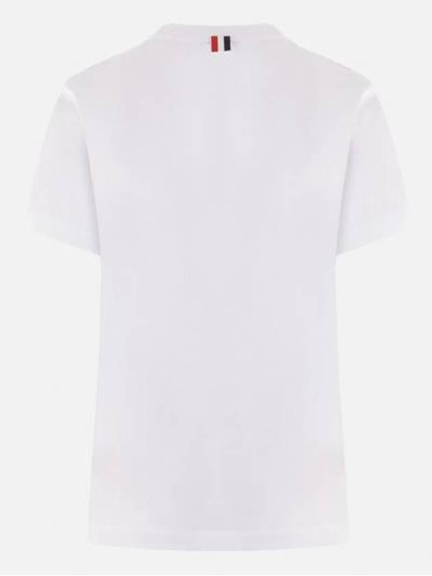 Logo Patch Lightweight Jersey Relaxed Fit Short Sleeve T-Shirt White - THOM BROWNE - BALAAN 3