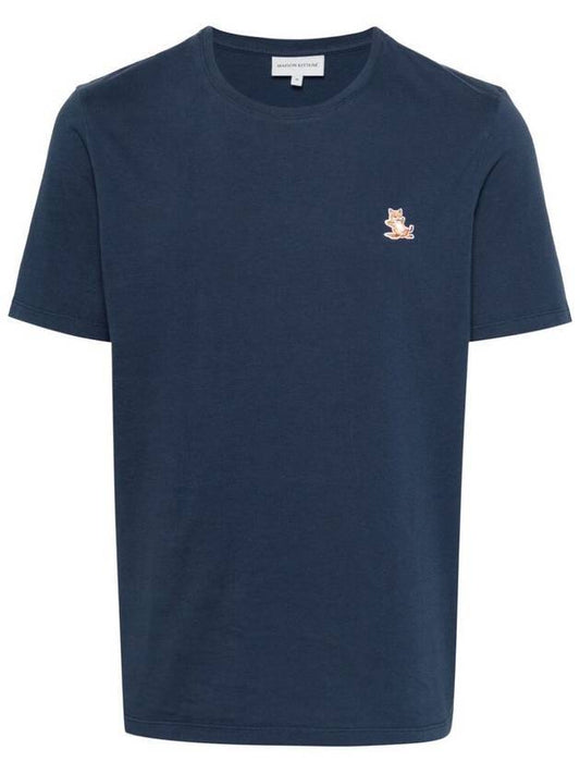 Chillax Fox Patch Regular Short Sleeve T-Shirt Navy - MAISON KITSUNE - BALAAN 1