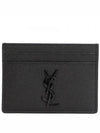 Monogram Caviar Leather Card Wallet Black - SAINT LAURENT - BALAAN 2