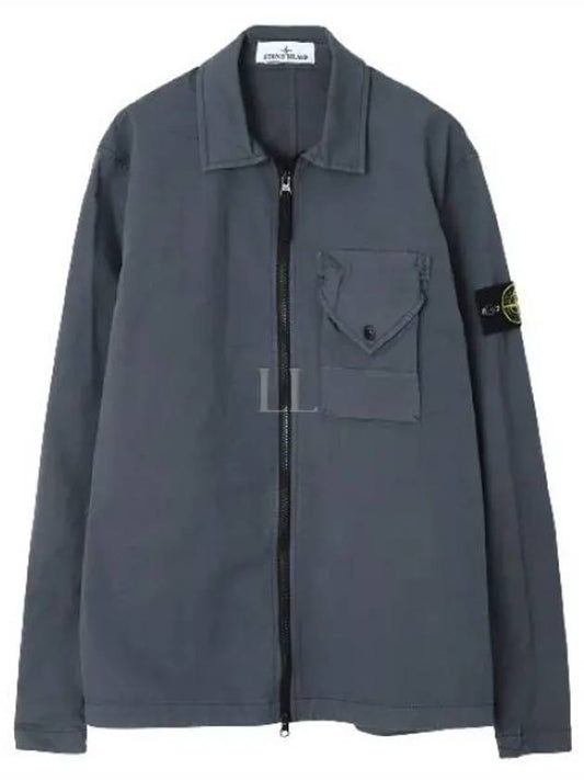 Stretch Cotton Gabardine Overshirt Jacket Dark Grey - STONE ISLAND - BALAAN 2