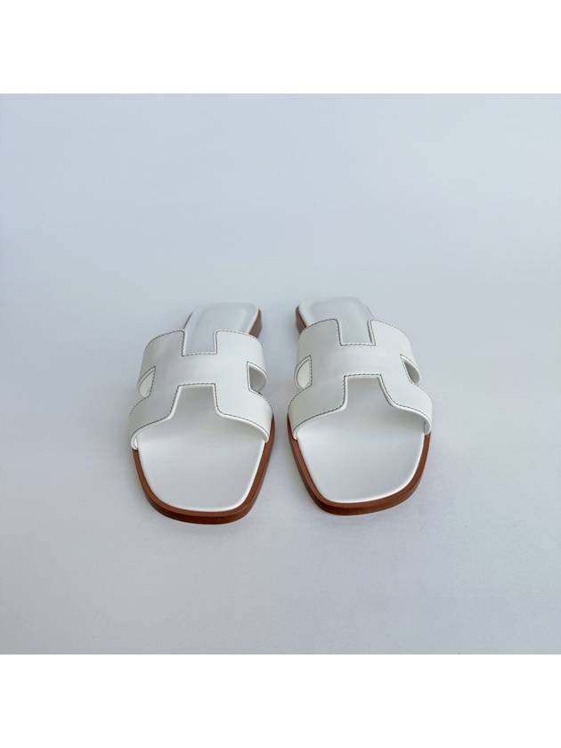 Oran Calfskin Slippers Blanc - HERMES - BALAAN 6