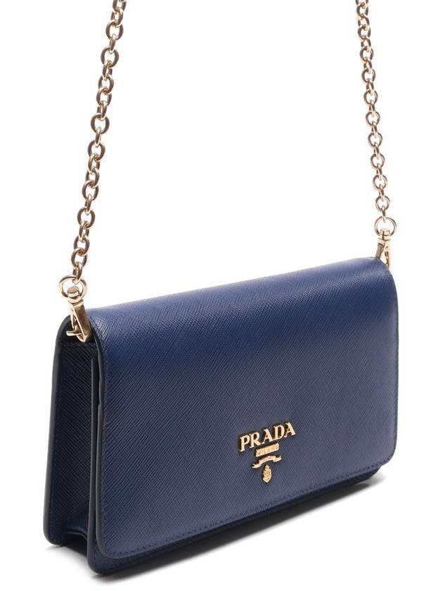 Monochrome Saffiano Leather Mini Bag Blueette - PRADA - BALAAN 4