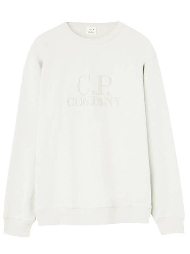 Diagonal Fleece Logo Embroidered Sweatshirt White - CP COMPANY - BALAAN 1