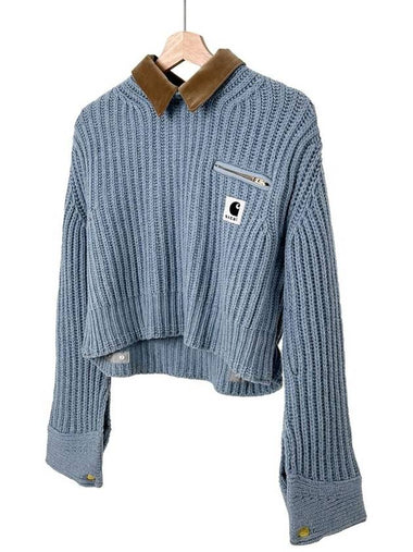 1 x Sacai Women WIP Pullover Detroit Knit Light Blue - CARHARTT - BALAAN 1