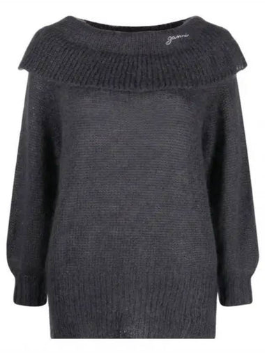 Women s off shoulder knit dark gray K1743 - GANNI - BALAAN 1