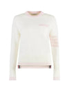 4 Bar Stripe Cotton Sweatshirt White - THOM BROWNE - BALAAN 2