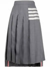 4 Bar Logo Plain Weave Wool Pleated Skirt Grey - THOM BROWNE - BALAAN 2