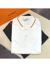 Men Piqures sellier Cotton Polo Shirt White - HERMES - BALAAN 4