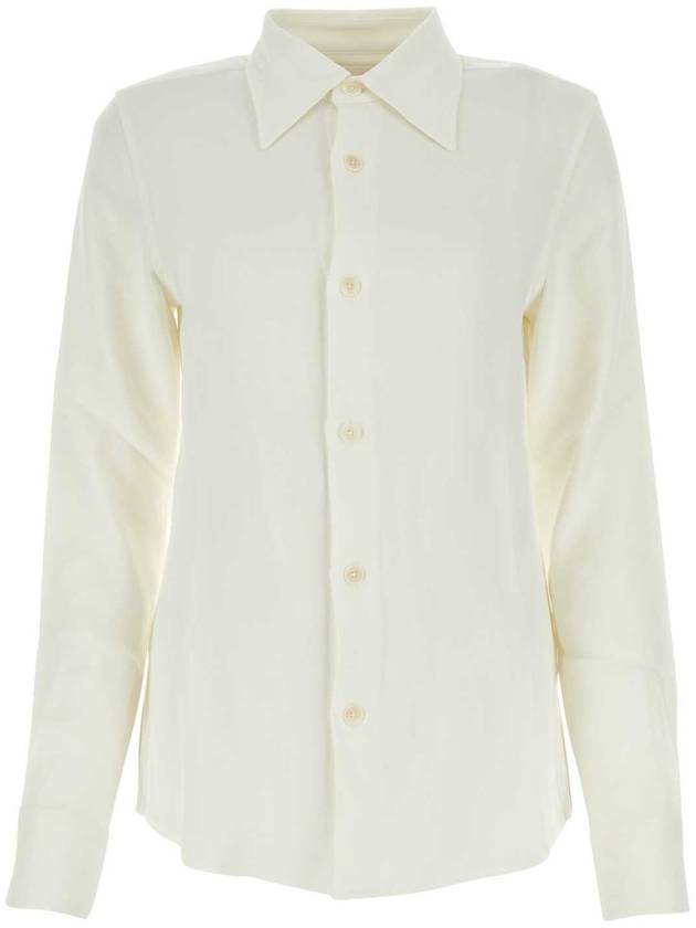 Slim Fit Long Sleeve Shirt Ivory - AMI - BALAAN 1