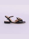 Women's Interlocking G Logo Leather Sandals Black - GUCCI - BALAAN 3