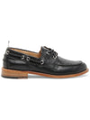 Men's Vitello Calf Leather Boat Shoes Black - THOM BROWNE - BALAAN 2