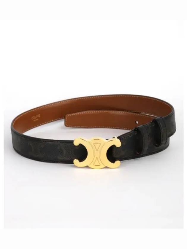 Monogram Triomphe Buckle Medium Leather Belt Tan - CELINE - BALAAN 2