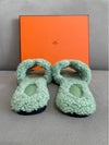 Oran Shearing Sandals Vert Deau - HERMES - BALAAN 7