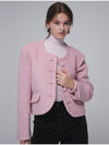 Boucle Wool Cropped Jacket Pink - OPENING SUNSHINE - BALAAN 3