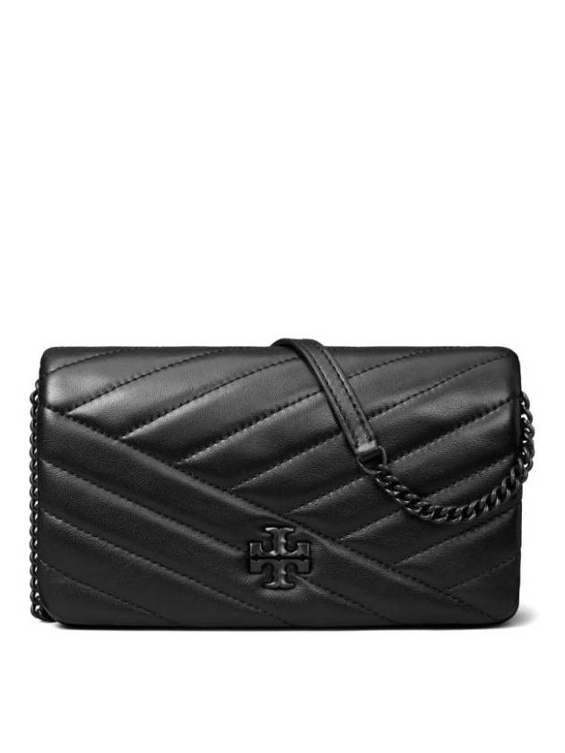 Kira Chevron Powder Chain Clutch Bag Black - TORY BURCH - BALAAN 1