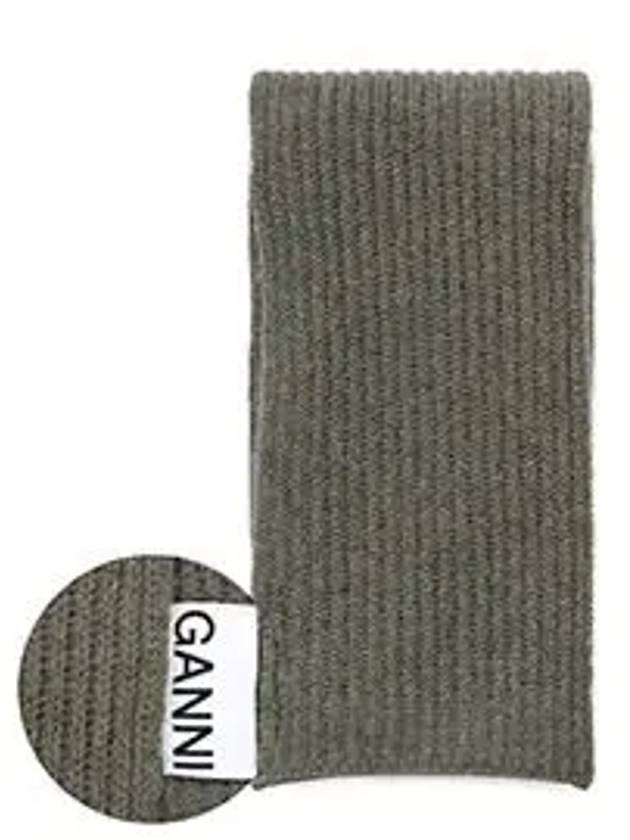 Wool Muffler Dusty Olive - GANNI - BALAAN 6