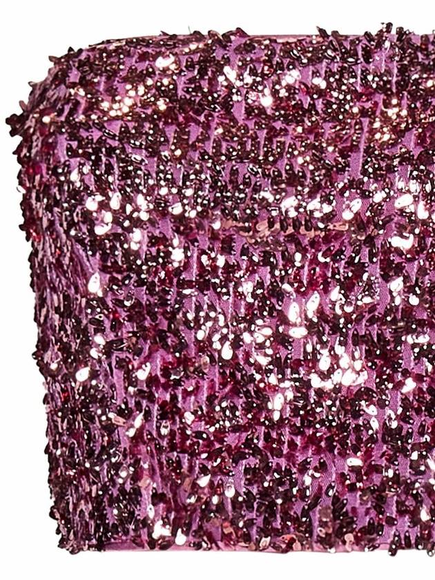 Pink Crop Top With All-Over Sequins In Recycled Fabric Woman - ROTATE - BALAAN 3